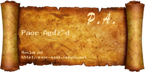 Paor Agád névjegykártya